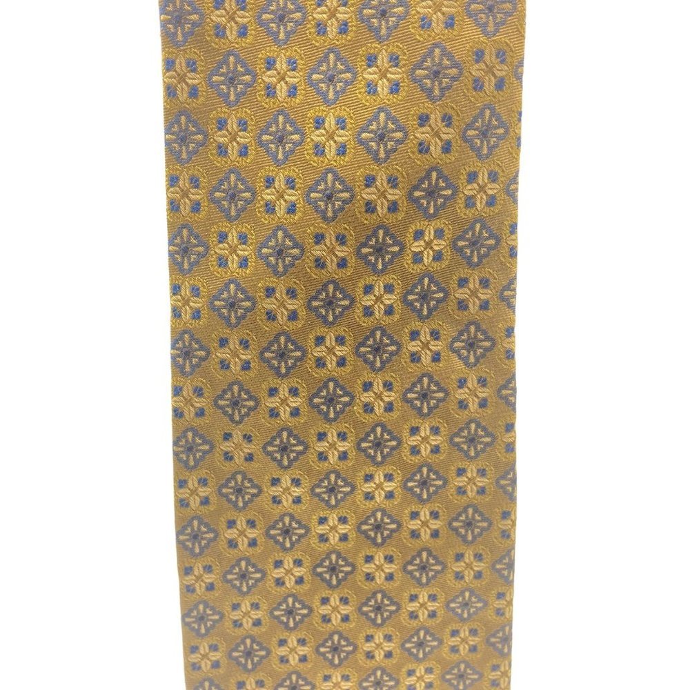 Brooks Brothers Brown Gold Blue Pattern‎ Italy 100% Silk Neck Tie One Size OS